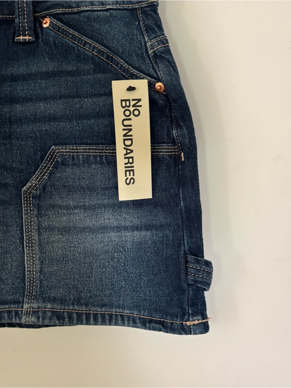 NWT No Boundaries Carpenter Denim Mini Skirt Low Rise Small 4-6 - Picture 5 of 12